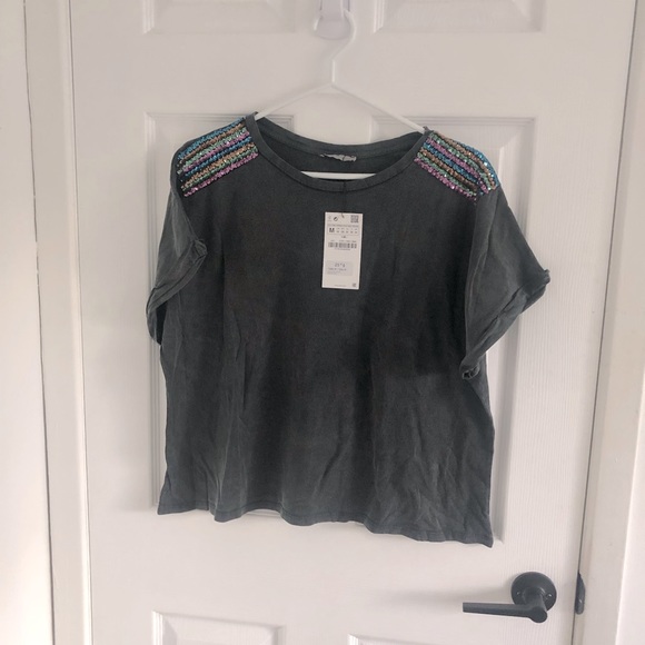 Zara Sequin T-Shirt - Picture 1 of 5